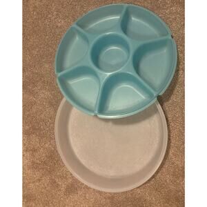 Vintage Tupperware divided fruit veggie serving dish 1665 with lid
